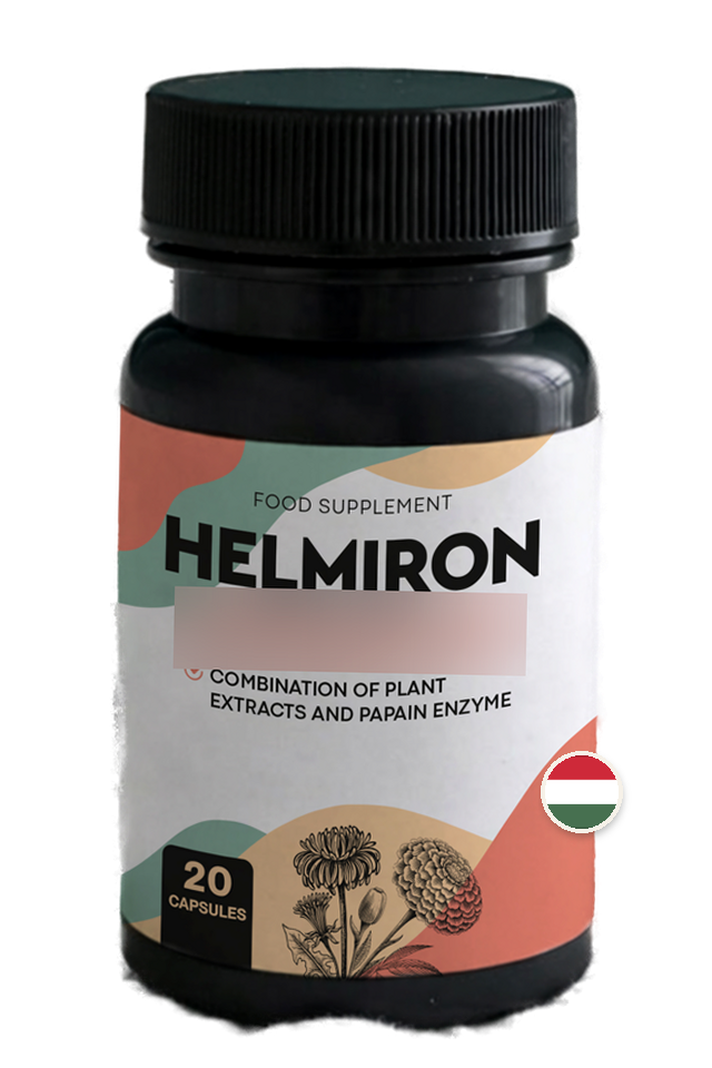 Helmiron – flakon, 20 kapszula, étrend-kiegészítő növényi kivonatokkal és papainnal